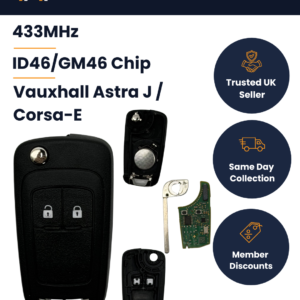 Vauxhall Astra J / Corsa-E - OEM Aftermarket 2 Button Flip Key - 5WK50079 - 433MHz, GM46, HU100