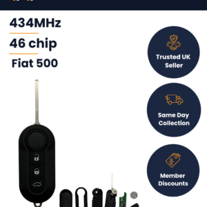 Fiat 500L - Aftermarket 3 Button Key - 2ADPXTRF198 / 68236849AB - 434MHz, ID46, SIP22