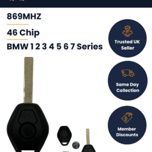 BMW 1 / 3 / 5 / 6 / 7 Series - Aftermarket 3 Button Key - LX8 FZV - 868MHz, ID46, HU92R