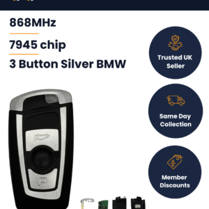 BMW 3 / 5 / 7 Series - Aftermarket 4 Button Smart Key - HUF5661 - 868MHz, ID47, HU100