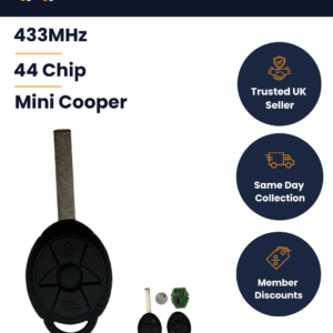 Mini Cooper - Aftermarket 3 Button Remote Key - LX8F2V - 434MHz, EWS 44 Chip, HU92