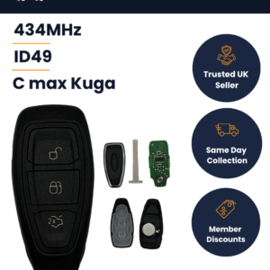 Ford Focus / C-Max / Modeo / Kuga - Aftermarket 3 Button Key - 433MHz, PCF7953P ID49, ABK-1887