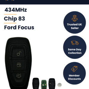 Ford Focus / C-Max / Mondeo - Smart 3 Button Remote Key - KR55WK48801 - 434MHz, 83 Chip, HU101