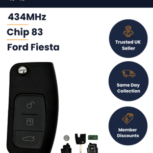 Ford Focus / Fiesta - Aftermarket 3 Button Flip Remote Key - 3M5T 15K601 DB - 434MHz, 83 Chip, HU101