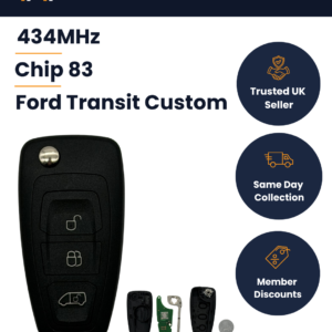 Ford Transit Custom - Aftermarket 3 Button Key - BK2T15K601AD - 434MHz, 83 Chip, HU101