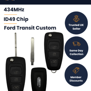 Ford Transit Custom - OEM Flip Rechargeable Battery Remote Key - GK2T 15K601AC - 434MHz, ID49, HU101
