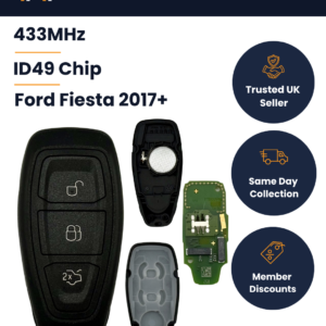 Ford Fiesta / Focus - OEM 3 Button Smart Key - K1BT-15K601-AD - 433MHz, NCF2951/ID49