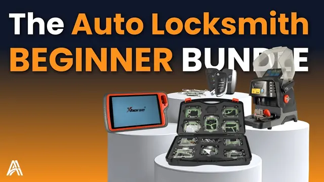 Video thumbnail: The Auto Locksmith Beginner Bundle, showing a key programmer, key cutting machine and adapter case